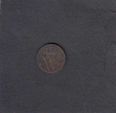 Beschrijving: 1/2 Cent WILLEM III 